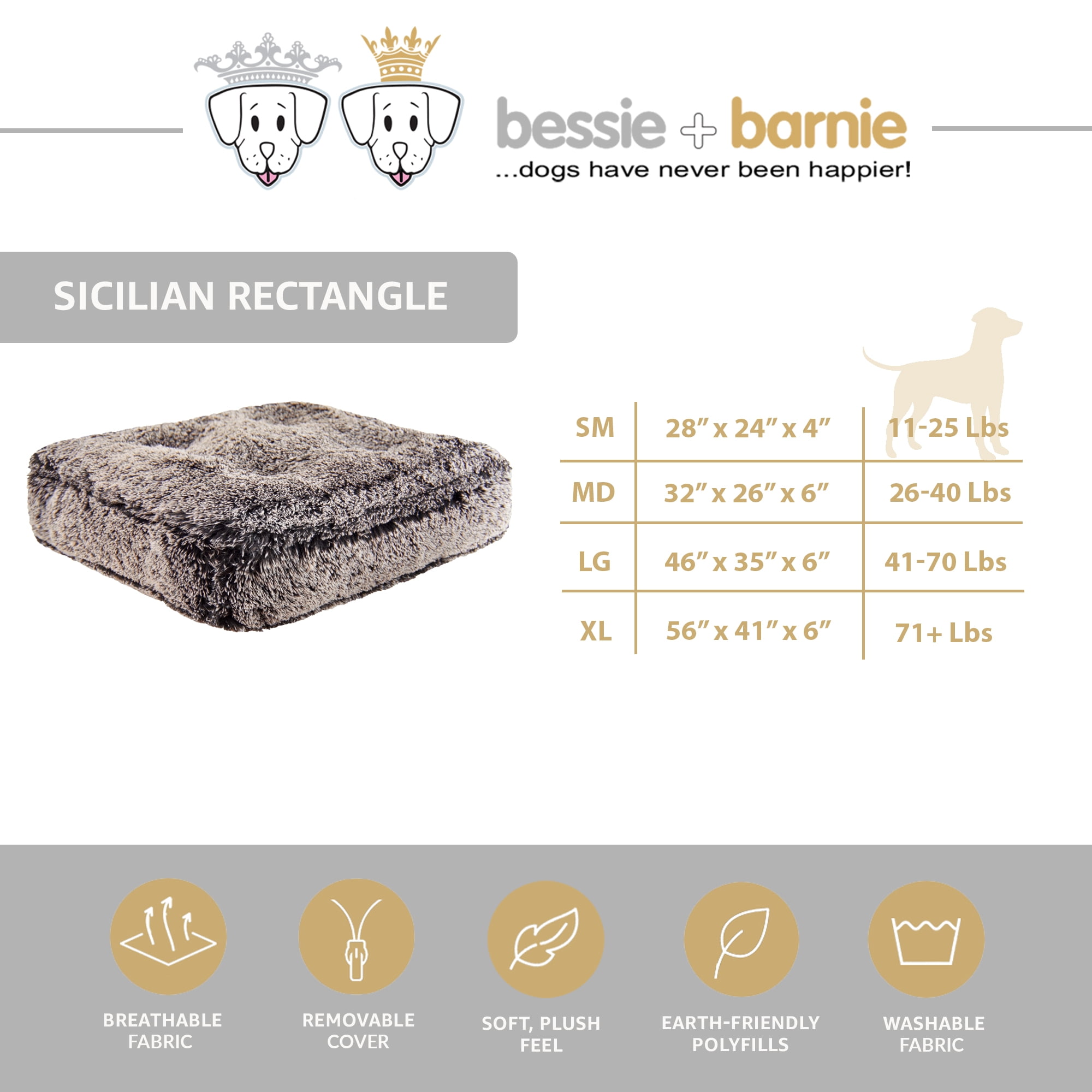 Bessie and Barnie Blondie Luxury Shag Extra Plush Faux Fur Rectangle Pet/Dog Bed