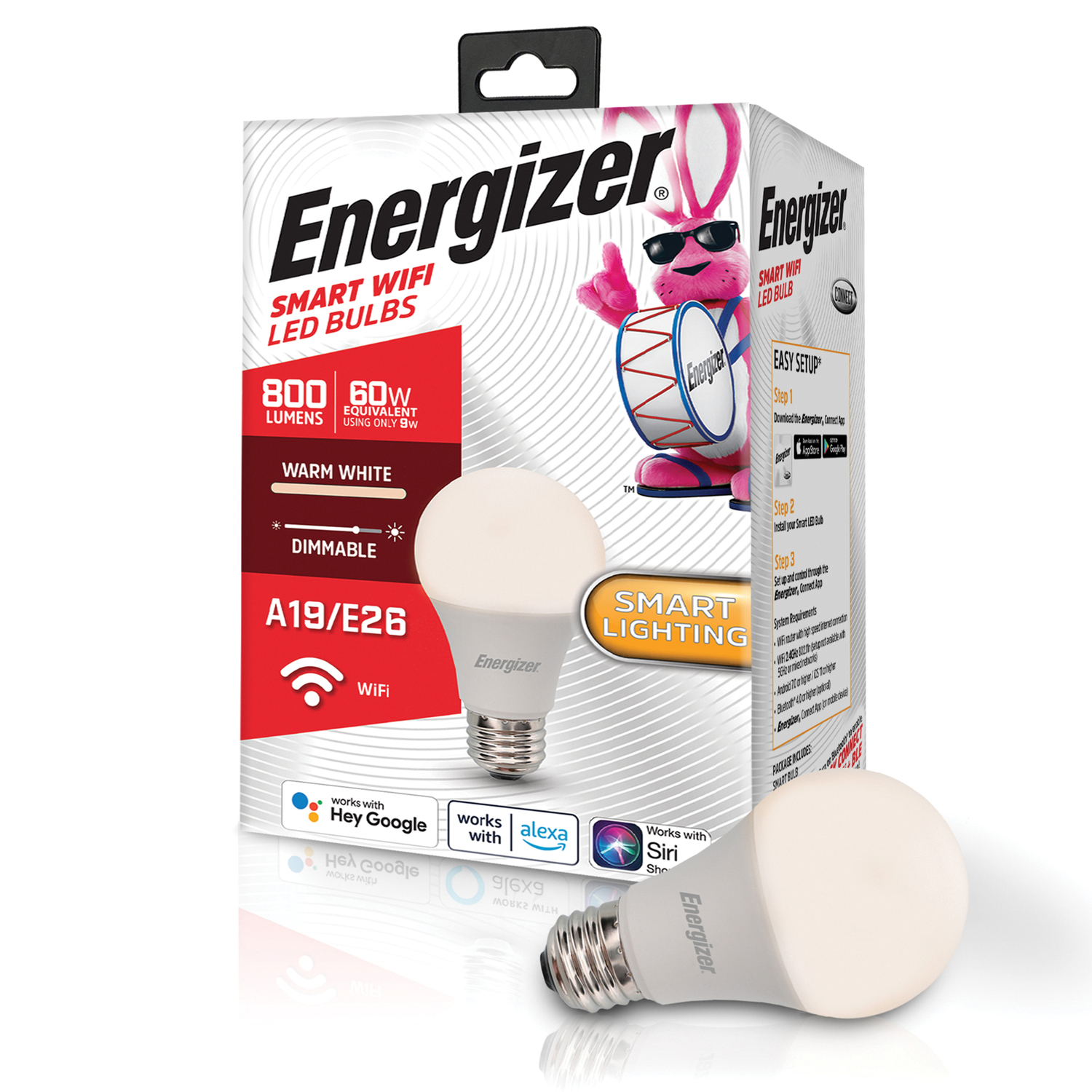Energizer Smart Bright Warm White LED Light Bulb, A19 Shape, E26 Base