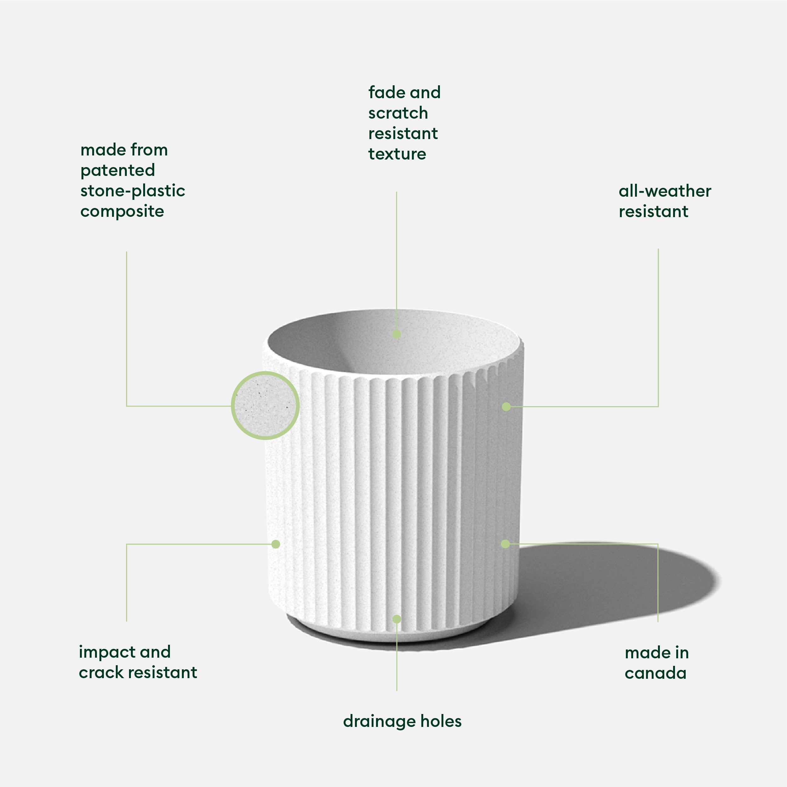Sunside by Veradek 12" Ripple White Planter