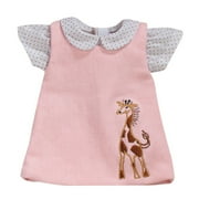 Sophia’s Giraffe Jumper & Polka Dot Blouse Outfit Set for 15” Baby Dolls, Light Pink