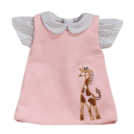 Sophia’s Giraffe Jumper & Polka Dot Blouse Outfit Set for 15” Baby Dolls, Light Pink