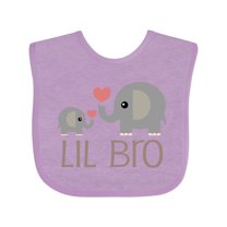 Inktastic Lil Bro Matching Elephant Boys Baby Bib