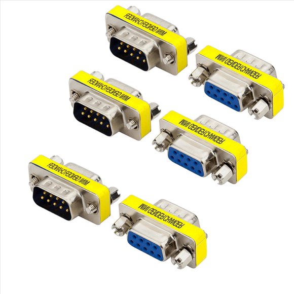 6x DB9 Computer Video Adapter DB9 Male to Female Serial Port to Hole 9 Pin VGA Female Cable Adapter,6 x Adapter