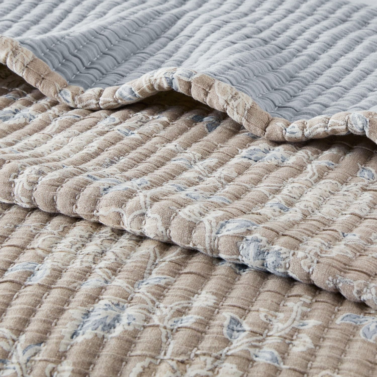 Couette matelassée pour adulte Mainstays Garment Wash, imprimée, pour lit double, Queen, 1 pièce Couvre-lit Matelasse 100%Coton