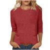thumbnail image 4 of Posijego 3/4 Length Sleeve Shirts for Women Spring Tops Plain Basic Tee Shirts Summer Casual Tunic Tops for Women, 4 of 4