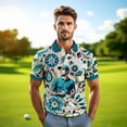 thumbnail image 5 of HOMYGIFTS Custom Face Polo Shirt – Retro Pattern Art Floral Design, Personalized Gift for Men, 5 of 10