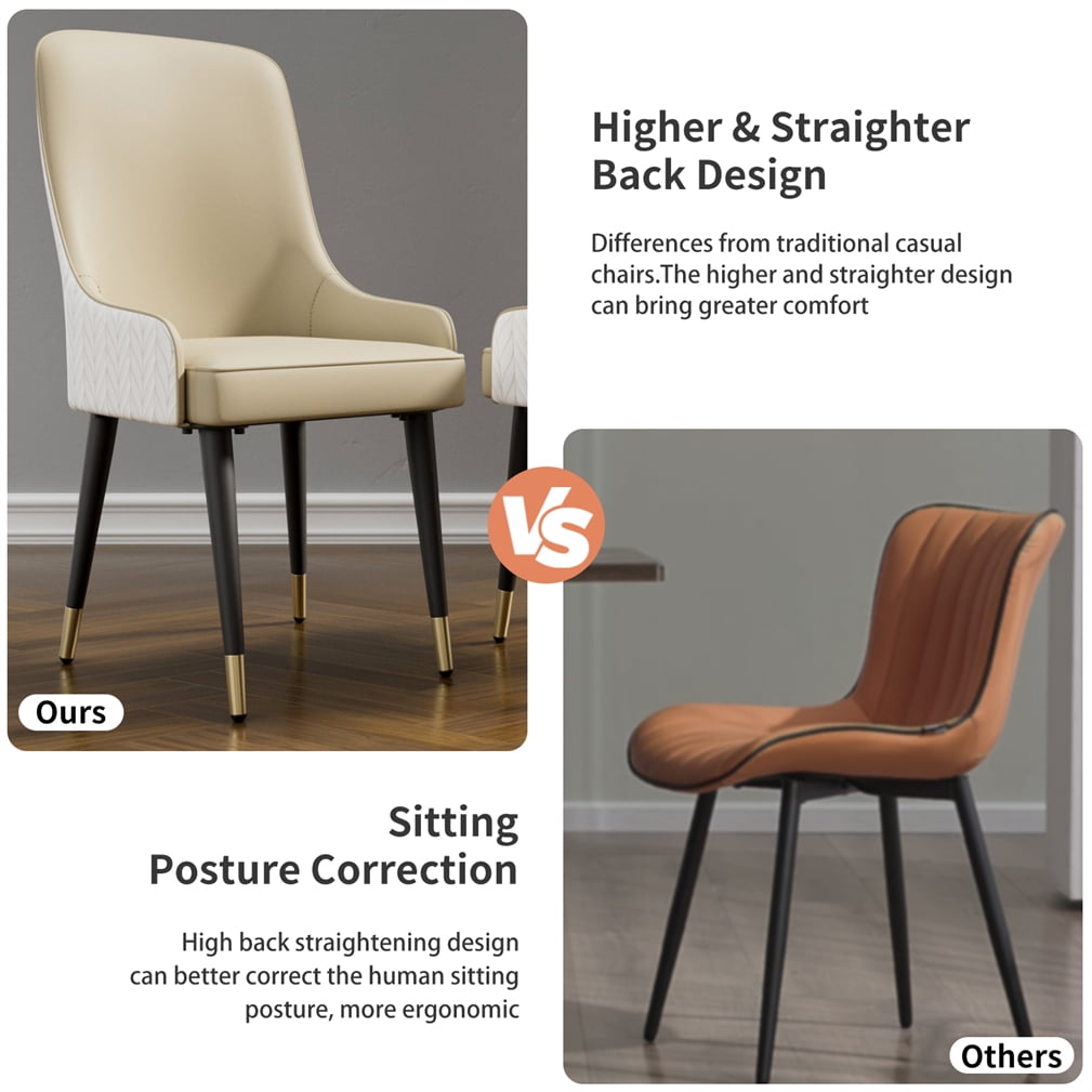 Wisfor Set of 2 Microfiber Leather Dining Chairs Soft Upholstered Kitchen Chairs Seat, Light Khaki Colour