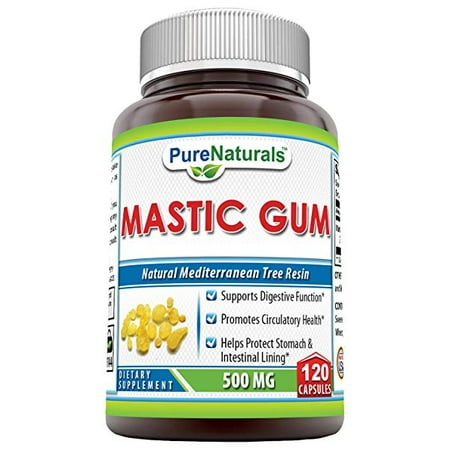 Pure Naturals Mastic Gum 500 Mg 120 Capsules - Supports Gastrointestinal Health, Digestive Function, Immune Function and Oral (Best Mastic Gum Brand For H Pylori)