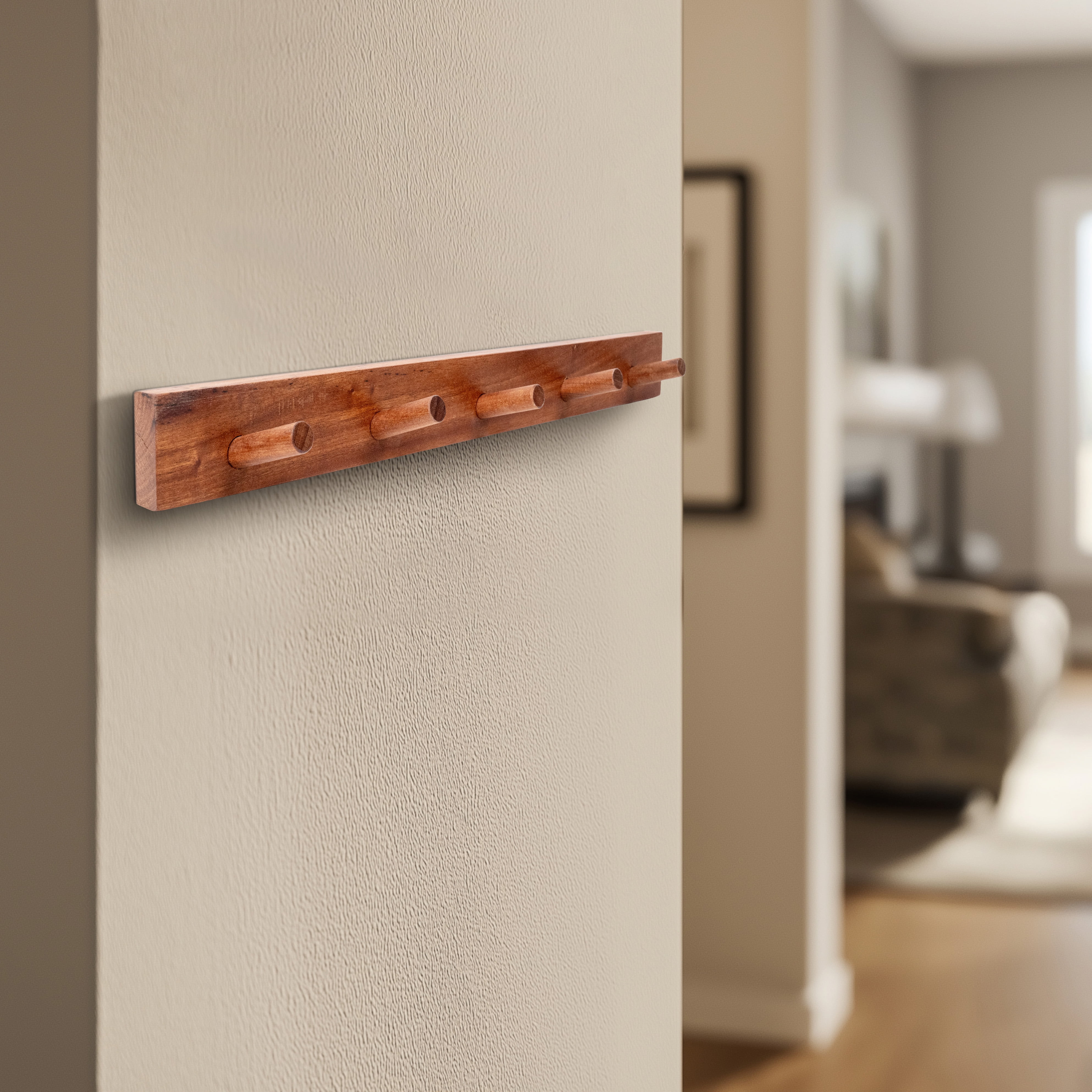 19" 5 Hook Wooden Hookboard Natural