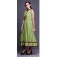 thumbnail image 3 of Bimba Robe Anarkali Aquarelle Vert Pâle Col Mandarin Sans Manches Kurtis pour Femmes Imprimé Robe Maxi Grande, 3 of 6