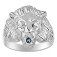 thumbnail image 1 of RYLOS Rings Sterling Silver Lion Head Ring Diamonds in Eyes & Gemstone Mouth Fun Designer Rings Alexandrite Jewelry Size 9, 1 of 7