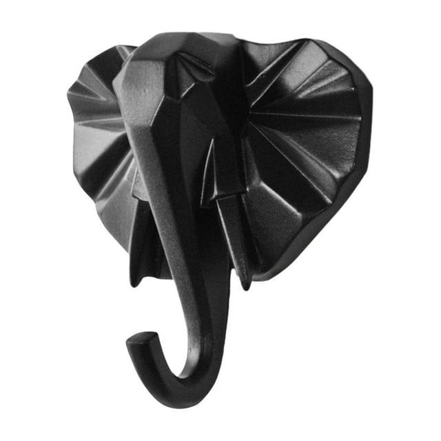 keepw Animal Shape Hanger Solid Color Cute Cartoon Decorative Punch-free Self-adhesive Key Coat Jacket Door Back Hook Rack Black Type 2