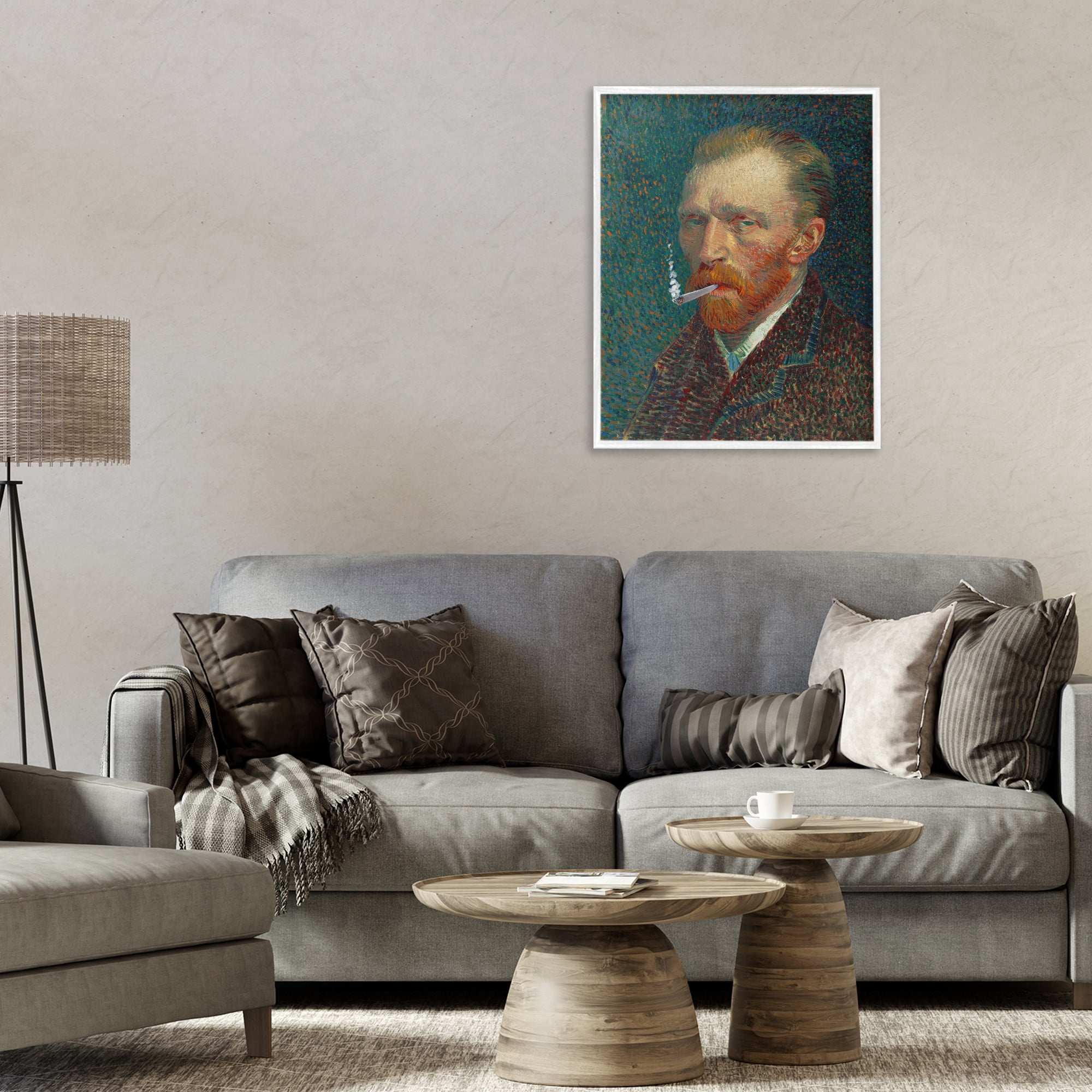 Van Gogh Portrait with Smoke White Framed Giclee Art, design by Masters Redux