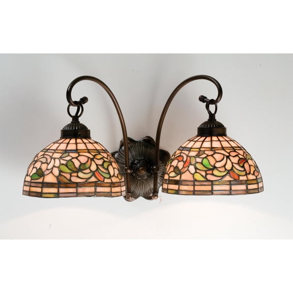 18717 Meyda 18"W Tiffany Turning Leaf 2 Lt Wall Sconce