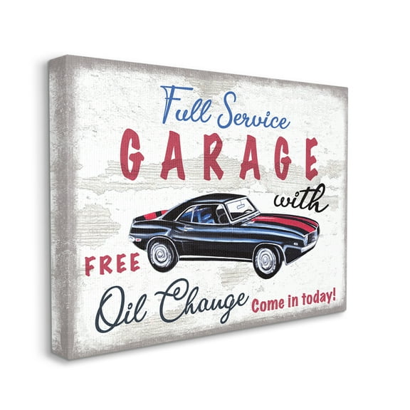 Stupell Home Décor Vintage Rustic Full Service Garage Sign Sports Car, 30 x 40, Designed by Elizabeth Tyndall