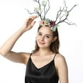 thumbnail image 2 of Tête de Cerf Gothique Florale pour Fête d'Halloween Accessoire Photo, 2 of 7
