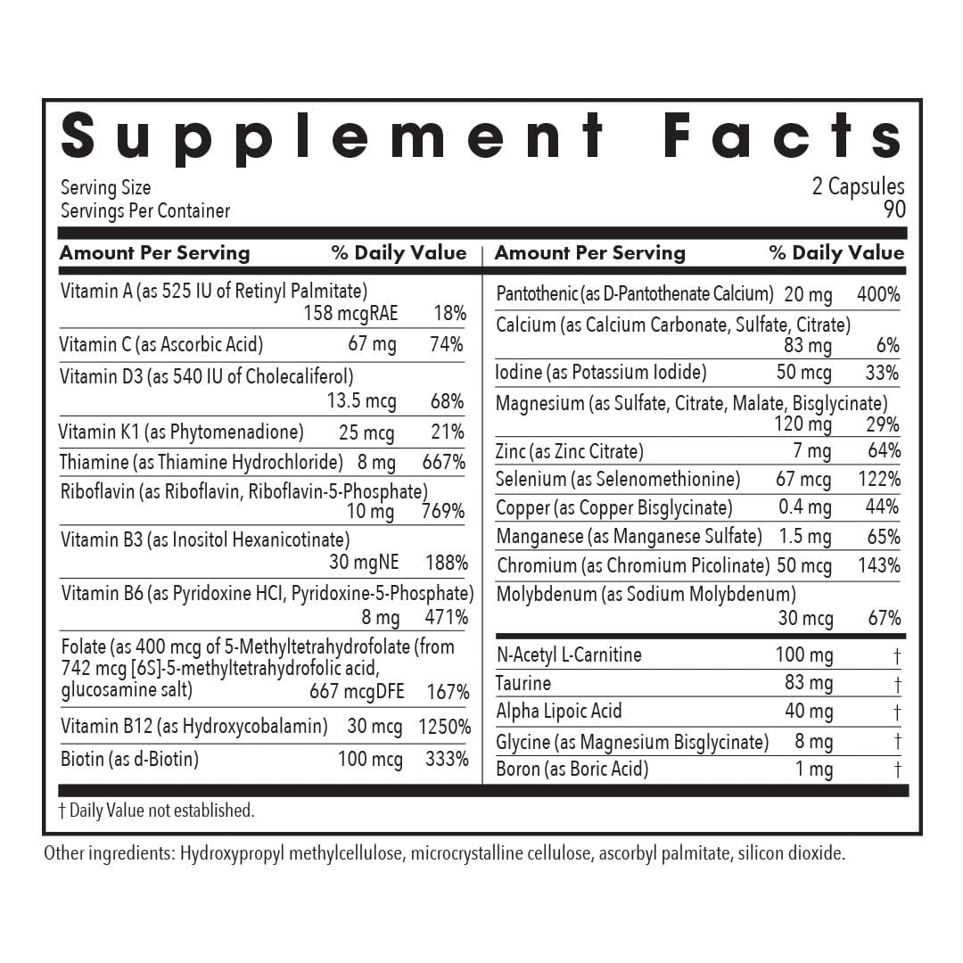 Allergy Research Group MVM-A - Multivitamin Multimineral w/Antioxidants, Multivitamin for Women & Men 50+ w/Vitamin A, C, D, Zinc, Biotin & More - 180 Vegetarian Capsules