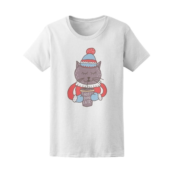 Cute Colorful Winter Cat Tee Women's -Image by Shutterstock