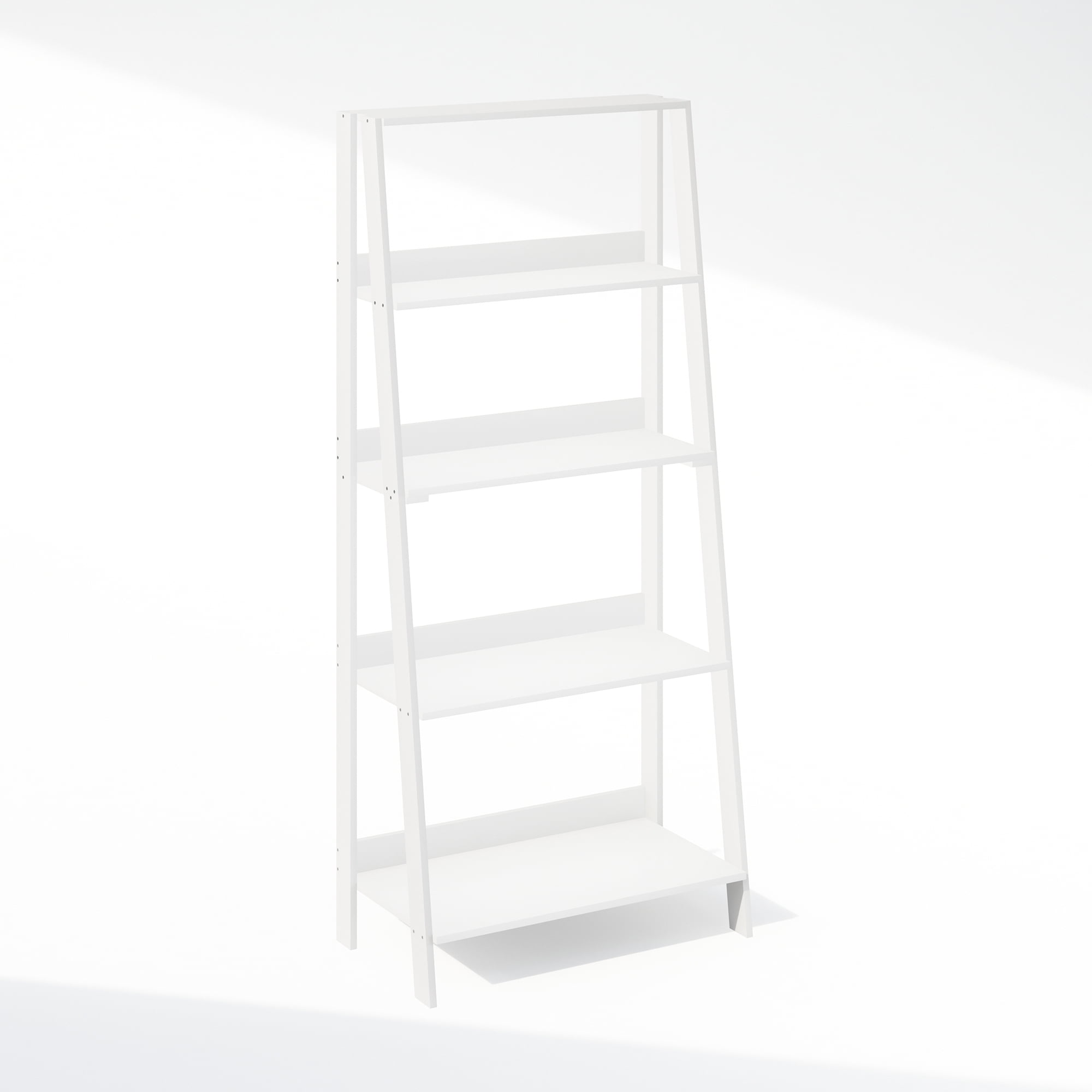 Furinno Ladder Bookcase, Bookshelf, Display Shelf, 5-Tier, White