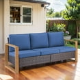 thumbnail image 2 of PARKWELL Outdoor 3-Seat Patio Sofa Furniture,Weather Resistant Wicker Couch with Deep Seat Anti-Slip Cushion,Navy, 2 of 10