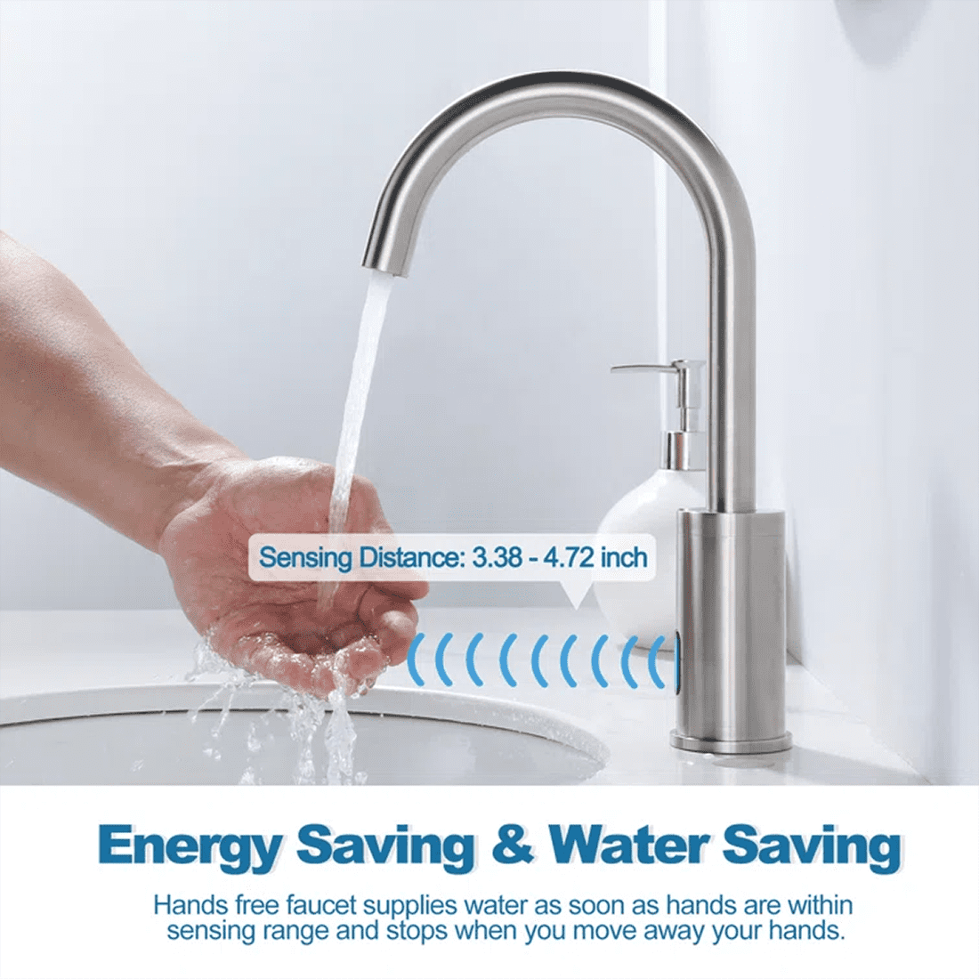WOWOW Touchless Bathroom Faucet Automatic Bathroom Sink Faucet  Single Hole