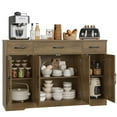 thumbnail image 4 of Homfa Buffet Cabinet with 3 Drawers and 4 Doors, 55.1” W Kitchen Sideboard Storage Cabinet with Adjustable Shelves, Farmhouse Coffee Bar Cabinet for Dining Room, Rustic Brown, 4 of 8