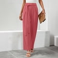 thumbnail image 2 of hoksml Women's High Waist Pleated Dress Pants Tie Design Casual Long Trousers with Pockets, 2 of 6