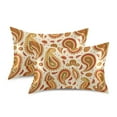 thumbnail image 2 of Satin Pillow Case Yellow and Red Paisley Standard Silk Pillow Cover for Hair and Skin Envelope Closure 20"x26", 2 of 9