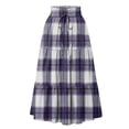 thumbnail image 3 of Delconic Women Plaid Drawstring Waist Tiered Maxi Skirt with Pockets Casual Loose Fit A Line Long Skirt for Everyday Wear Purple 2XL, 3 of 5