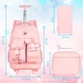thumbnail image 4 of Mochila con ruedas gxtvo, 3 unidades, para niñas y mujeres, con fiambrera, color rosa, 4 of 6