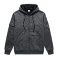 thumbnail image 6 of FENGYOU Mens Heavyweight Fleece Lined Zip Up Hoodie Loose Fit Hooded Sweatshirt Multi Pocket Casual Jacket Outerwear Dark Gray L, 6 of 7