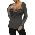 thumbnail image 1 of Omen‘s Long Sleeve VShirts Fall Clothes Ribbed Knit Slim Fitted Casual Basic Tee Tops, 1 of 7