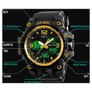 SKMEI Mens Digital Sports Watch, Large Face Military Waterproof Watches for Men with Stopwatch Alarm LED Back Light Sports Watch,Gold