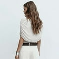 thumbnail image 2 of Ruched Sleeve Cape Top (S, White), 2 of 4