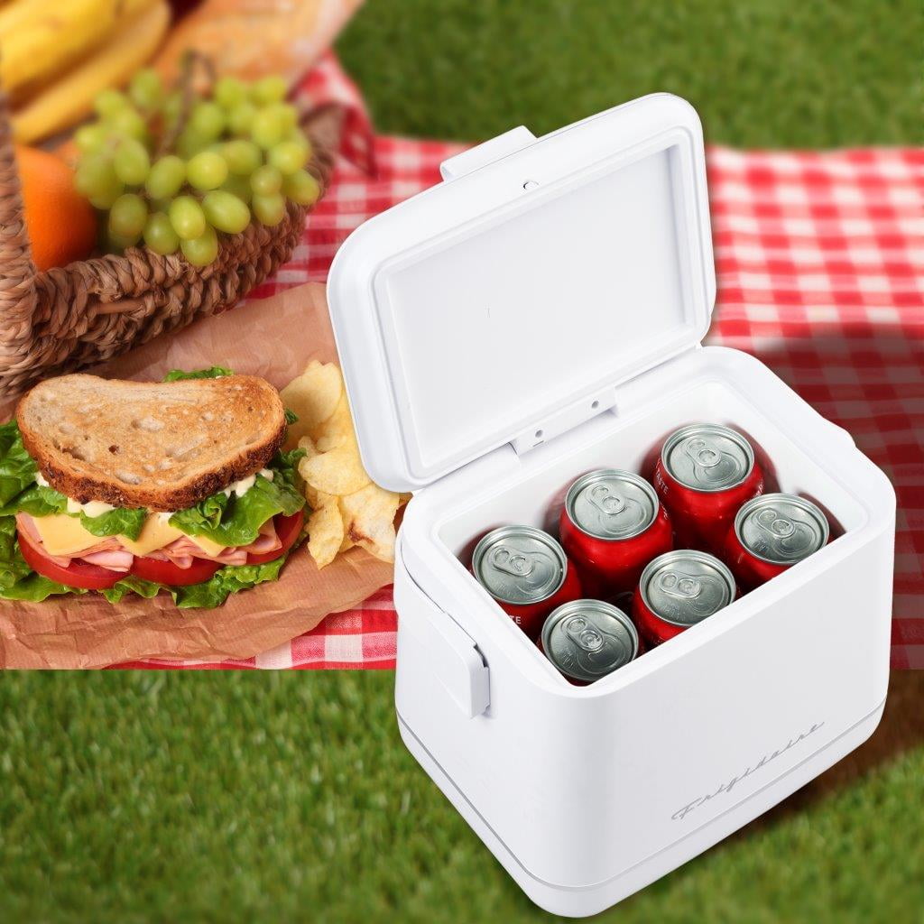Frigidaire Portable 6-Can Insulated Mini Fridge Cooler, White, 0.14 cu. ft