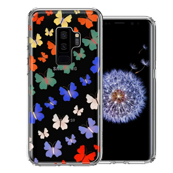 MUNDAZE For Samsung Galaxy S9 Plus Colorful Butterflies Design Double Layer Phone Case Cover