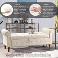 thumbnail image 6 of 62" Bedroom Tufted Button Storage Bench, Modern Fabric Upholstered Ottoman, Window Bench, Rolled Arm Design For Bedroom, Living Room, Foyer (Beige), 6 of 8