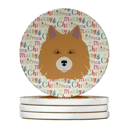 

Elo Dog Merry Christmas Large Sandstone Coasters Pack of 4 4 in x 4 in