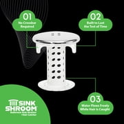 SinkShroom Chrome Edition Revolutionary Bathroom Sink Drain Protector Hair Catcher, Strainer, Snare