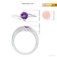 thumbnail image 5 of ANGARA Natural Bar-Set Solitaire Round Amethyst Bypass Ring in 925 Sterling Silver for Women (Size-6mm) | February Birthstone, Birthday, Anniversary, Jewelry Gift for Women | Natural Amethyst Ring, 5 of 9