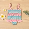thumbnail image 4 of TUOBARR Infant Baby Girls Mermaid Squama Print Suspender Swimwear Swimsuit Beach Suit Pink (0-18Months), 4 of 9