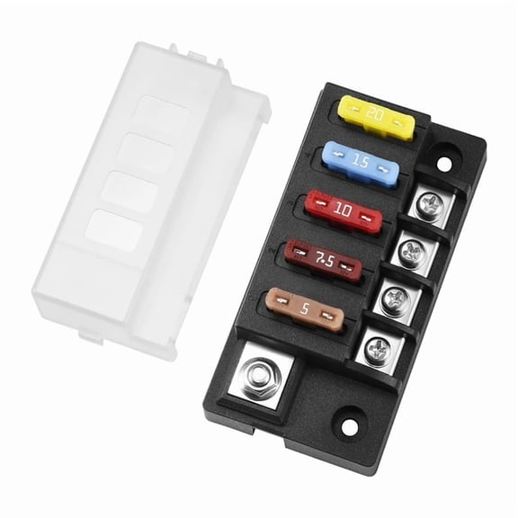 4 Circuit Blade Fuse Box, 150A Total, 12V/24V/48V DC Distribution for Automotive & EV Auxiliary