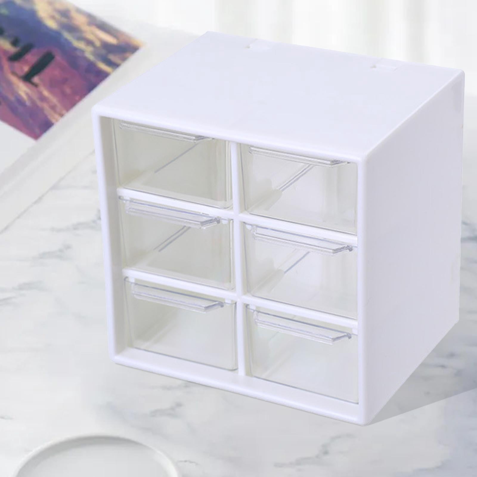 Boîte de Rangement Tiroir de Bureau Anti-Poussière Boîte Tiroir Armoire Tiroir Maison Bureau 6 Compartiments Blanc