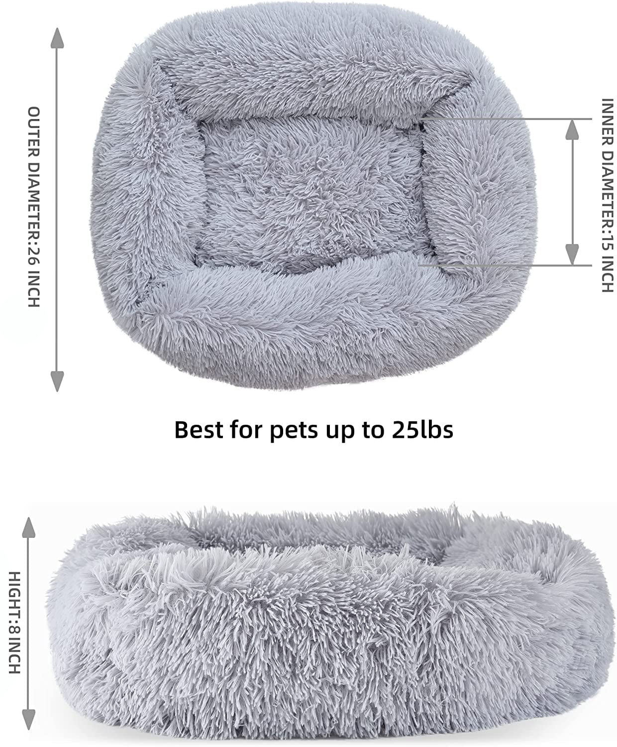 cenadinz S-22 x 18 x 8 in Soft Plush Orthopedic Pet Bed Slepping Mat Cushion for Small Dog Cat Pink