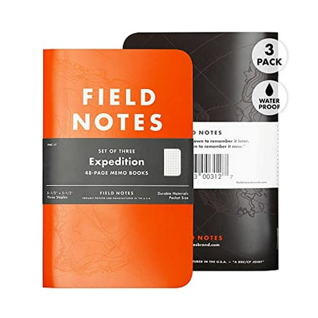 Field Notes: Expedition 3-Pack Waterproof Notebook with Dot-Graph Paper - 3.5" x 5.5"