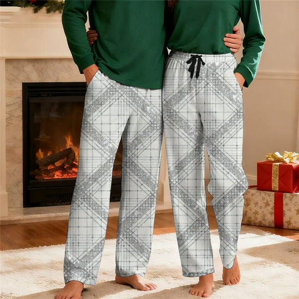 Pantalones de pijama largos para hombre, informales, con estampado a cuadros, holgados, deportivos, elásticos, rectos, vintage, con bolsillos
