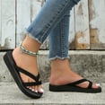 thumbnail image 2 of Xiao Hua Sandalias planas para mujer, chanclas ligeras antideslizantes, zapatillas informales de punta abierta, zapatillas de baño, zapatos de playa para exteriores, talla 38 (negro), 2 of 4