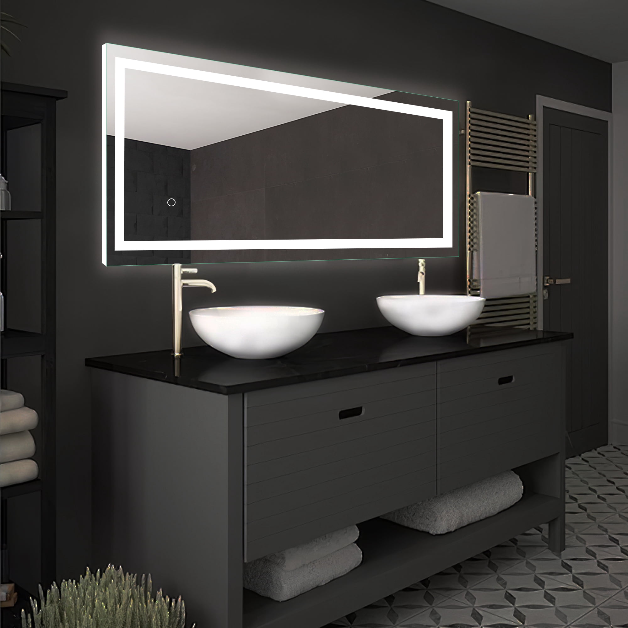 LED Full-Length Mirror Standing Mirror 63"x16",White