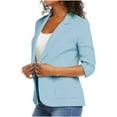 thumbnail image 4 of BSDJILFG Plus Size Linen Blazers Women Lined S-5XL ,3/4 Ruched Sleeve Summer Suit Jacket Lightweight Office Work Jackets with Pockets, 4 of 6