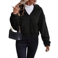 thumbnail image 3 of Chaqueta para Mujer, Abrigo con Capucha, Cremallera , Larga y Bolsillos. Negro S, 3 of 8